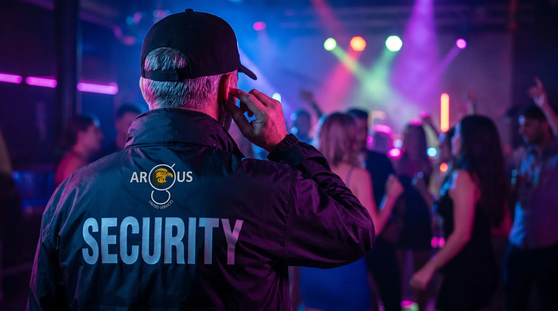 Argus United Services security guard on duty at a Sydney venue